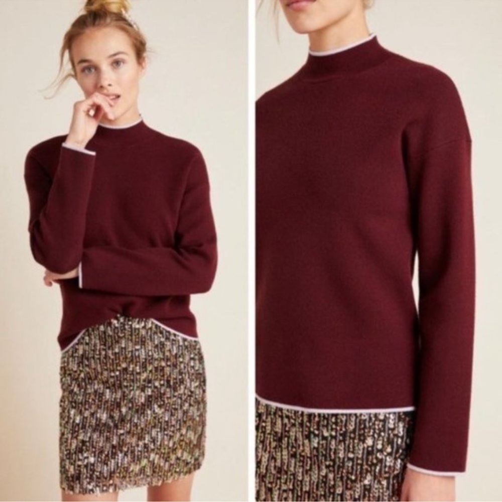 Anthropologie Lizzie mockneck sweater, maroon, size M
